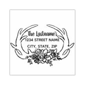 Rustikaler Antler und Blume-Adresse Briefmarke Gummistempel (Prägung)