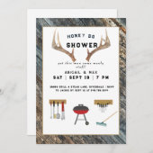 Rustikaler Antlers Honey Do Paares Polterabend Einladung (Vorne/Hinten)