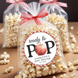 Rustikaler Apple "Bereit zum Pop" Babyduschkleber Runder Aufkleber