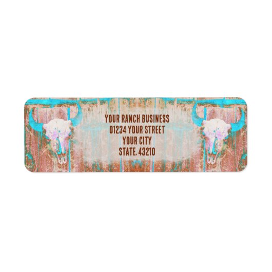 Rustikaler Aquamarin Grunge Texture Western Bull S (Vorne)