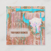 Rustikaler Aquamarin Grunge Texture Western Bull S Quadratische Visitenkarte (Vorderseite)