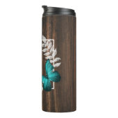 Rustikaler Aquamariner Schmetterling Personalisier Thermosbecher (Nach rechts gedreht)
