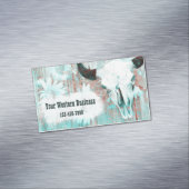 Rustikaler Aquamariner Western Bull Skull Sonnenbl Magnetische Visitenkarte (Beispiel)