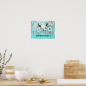 Rustikaler Aquamariner Western Bull Skull Sonnenbl Poster (Küche)