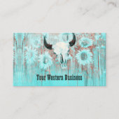 Rustikaler Aquamariner Western Bull Skull Sonnenbl Visitenkarte (Vorderseite)