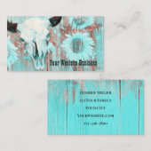 Rustikaler Aquamariner Western Bull Skull Sonnenbl Visitenkarte (Vorne/Hinten)