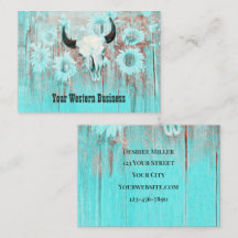 Rustikaler Aquamariner Western Bull Skull Sonnenbl