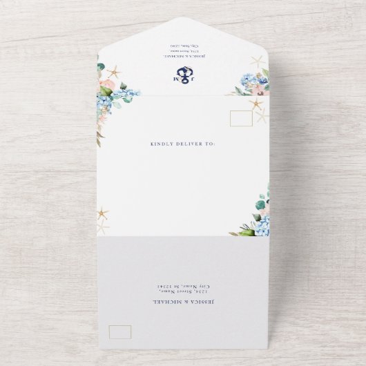 Rustikaler Aquarellstrand Wassersportzentrum All In One Einladung (Außenbereich)