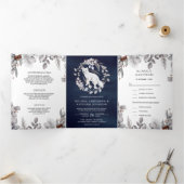 Rustikaler arktischer Fox 3 in 1. Winterhochzeit Dreifach Gefaltete Einladung (Innenseite)