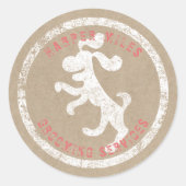 rustikaler Aufkleber mit braunem Papier, Hundellog (Vorderseite)