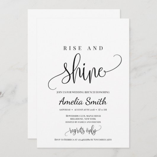 Rustikaler Aufstieg und glänzender Hochzeitsbrunch Einladung (Vorne/Hinten)