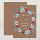 Rustikaler Azur-Kranz Hochzeit Einladung (Vorne/Hinten)
