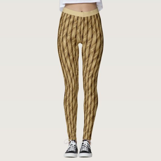 Rustikaler Bamboo-Strohhalm schlängelt braunes Bei Leggings (Vorderseite)