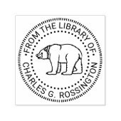 Rustikaler Bär #6B Round Library Name Permastempel (Design)