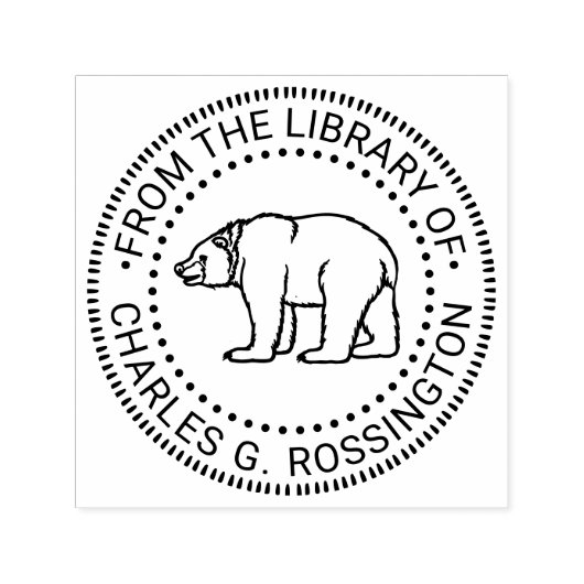 Rustikaler Bär #6B Round Library Name Permastempel (Design)
