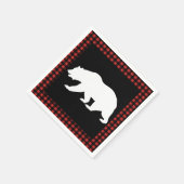 Rustikaler Bär & Buffalo Karo Kariert Serviette (Ecke)