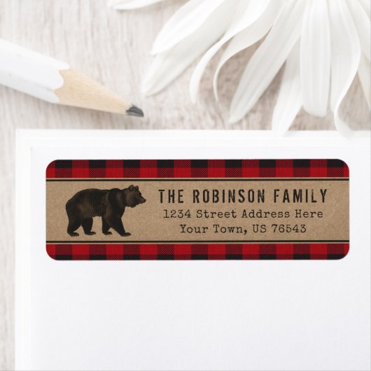 Rustikaler Bär Kraft Roter Karierter Urlaub (Insitu)