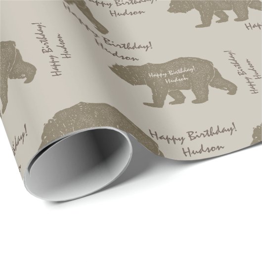 Rustikaler Bär mit brauner und karamellfarbener Be Geschenkpapier (Rolleneckpunkt)