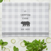 Rustikaler Bär Personalisiert Kariert Geschirrtuch (Gefaltet)