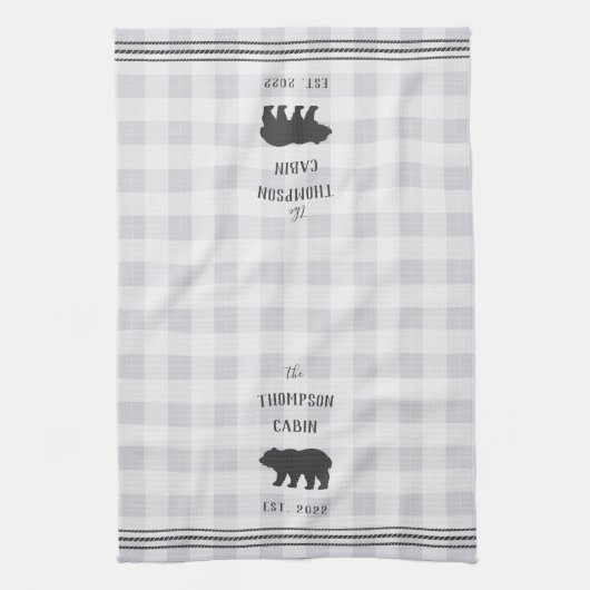 Rustikaler Bär Personalisiert Kariert Geschirrtuch (Vertikal)
