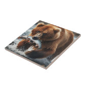 Rustikaler Bär und Fisch Fliese (Seite)