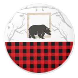 Rustikaler Bär und Roter Buffalo Karierter Landwal Keramikknauf