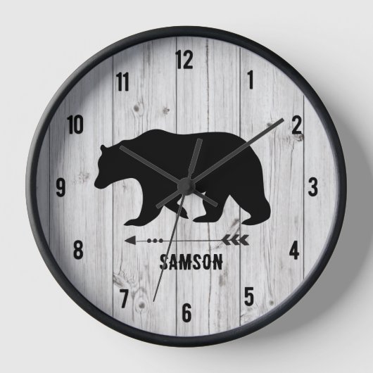 Rustikaler Bärenbauernhof Weiße Panzerhütte Uhr (Vorderseite)