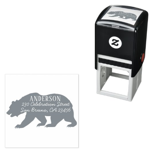 Rustikaler Bärenname - Familienname und Rücksendea Permastempel (Beispiel)