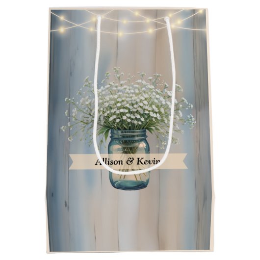 Rustikaler Bargeldbeutel für Polterabend Mittlere Geschenktüte (Rückseite)