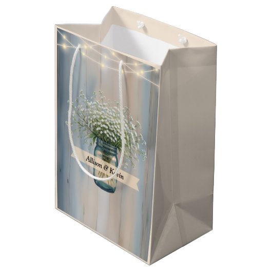 Rustikaler Bargeldbeutel für Polterabend Mittlere Geschenktüte (Rückseite Schrägansicht)