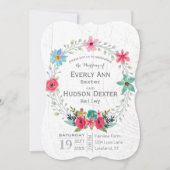 Rustikaler Barholz Blumengarten Wreath Einladung (Vorderseite)