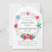 Rustikaler Barholz Blumengarten Wreath Einladung (Vorderseite)