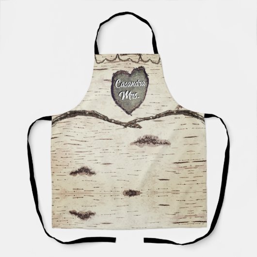 Rustikaler Bark Wood Carved Heart Aspen Tree Schürze (Vorderseite)