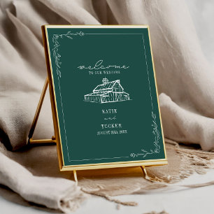 Rustikaler Barn Emerald Green Hochzeit im Herbst W Poster