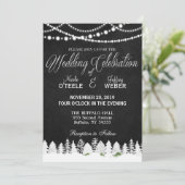 Rustikaler Barn Wedding Chalkboard Winter Weihnach Einladung (Stehend Vorderseite)