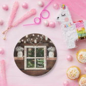 Rustikaler Barn Window Tree & Mason Jar Wedding Pappteller (Party)