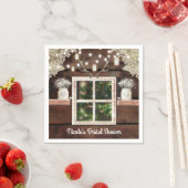 Rustikaler Barn Window Tree & Mason Jar Wedding Serviette (Beispiel)