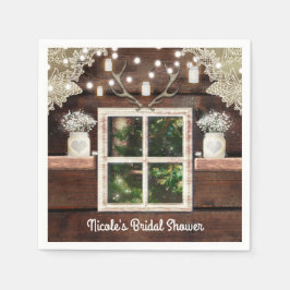 Rustikaler Barn Window Tree & Mason Jar Wedding Serviette