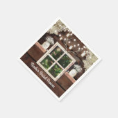 Rustikaler Barn Window Tree & Mason Jar Wedding Serviette (Ecke)