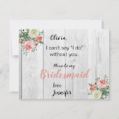 Rustikaler Barnwood Blush Floral Bridesmaid Vorsch Einladung (Rückseite)