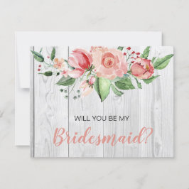 Rustikaler Barnwood Blush Floral Bridesmaid Vorsch Einladung