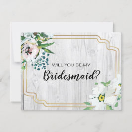 Rustikaler Barnwood Floral Gold Bridesmaid Vorschl Einladung