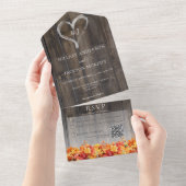 Rustikaler Barnwood & Herbstlaubs QR-Code All In One Einladung (Abreißen)