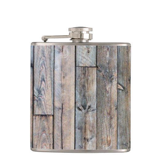 Rustikaler Barnwood Western Flask Flachmann (Vorderseite)