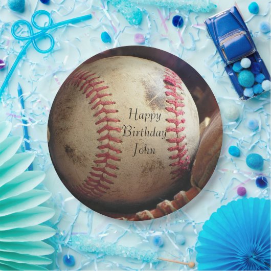 Rustikaler Baseball-alles- Gute zum Pappteller (Party)