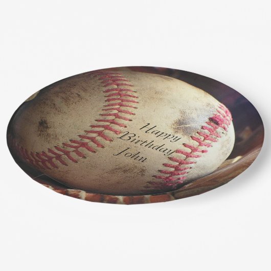 Rustikaler Baseball-alles- Gute zum Pappteller (Schrägansicht)