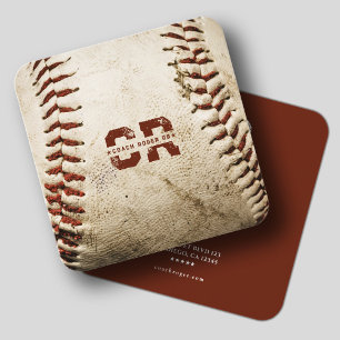 Rustikaler Baseballcoach Baseballteam-Monogramm Quadratische Visitenkarte