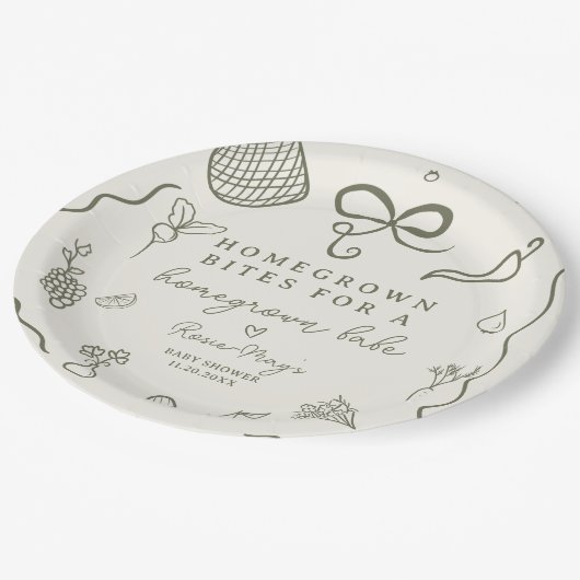 Rustikaler Bauer-Markt für die lokale Babydusche Pappteller (Schrägansicht)