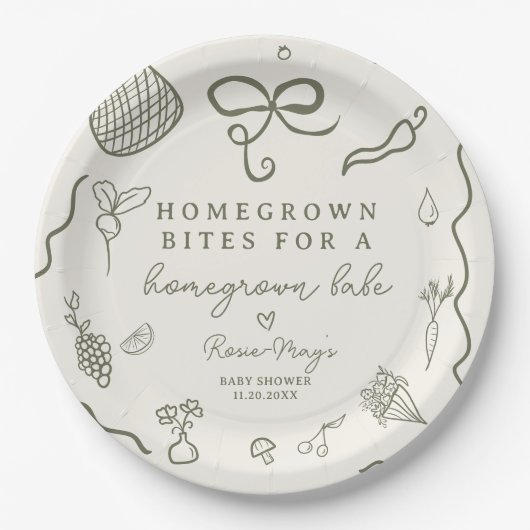 Rustikaler Bauer-Markt für die lokale Babydusche Pappteller (Vorderseite)