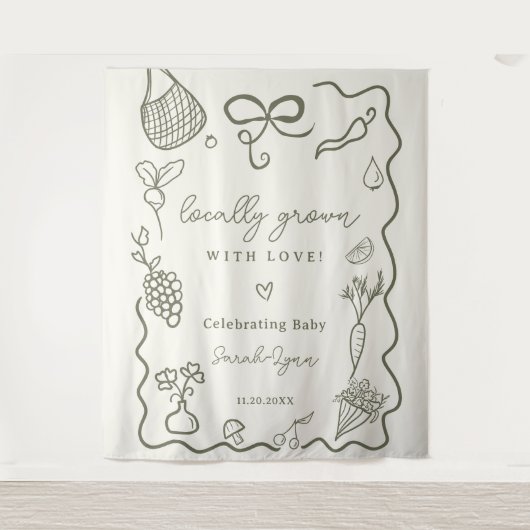 Rustikaler Bauer-Markt für die lokale Babydusche Wandteppich (Vorderseite)